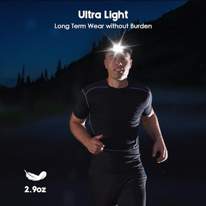 Elmchee Rechargeable Headlamp 2 Pack, 2500 Lumen Bright 5 LED Headlight, 7 Modes Adjustable Motion Sensor, USB-C Waterproof Head Flashlight, Outdoor Hiking Camping Fishing (5 Led Headlamp) - style: 5 Led Headlamp
