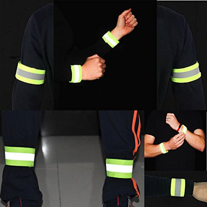 High Visibility Reflective Night Running Walking Elastic Strap Wristbands Ankle Bands Armbands Safety for Cycling Walking Running Camping Sports-Fits Women, Men & Kids - color: 1 Pairs / 2 Bands
