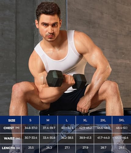 TAILONG Mens Compression Shirt Tank Top Undershirt Shapewear Slimming Body Shaper Vest Mesh Workout Shirts - color: White, size: XX-Large