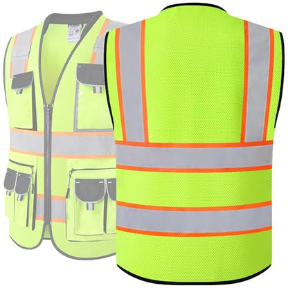 JKSafety Reflective Safety Vest for Men Cushioned Collar JK89M Yellow M - color: Mesh-yellow, size: Medium