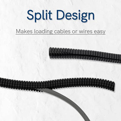 15ft - 1/4 inch (AD10) Flame Retardant Split Wire Loom Tubing - Sleeves for Electric Cables, Flexible Wire Covers Cord Protectors - Black - size: 15ft - 1/4inch
