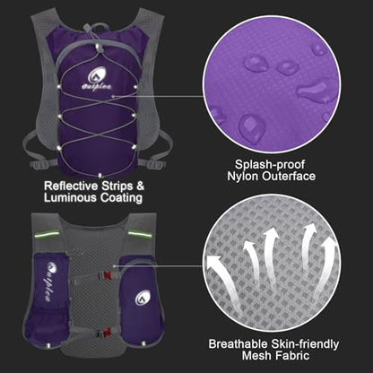 Ouplea Small Running Hydration Backpack Hydro Vest with 2L Water Bladder - color: Purple