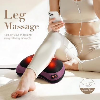 Papillon Back Massager with Heat,Shiatsu Pillow for Body Pain Relief Purple - color: Purple