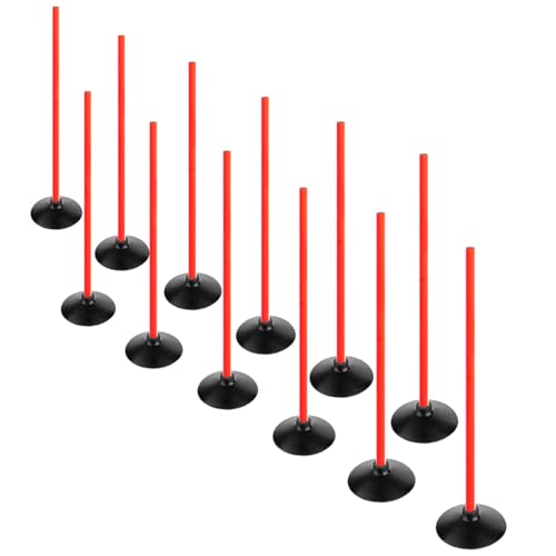 Orange Soccer Agility Poles Set Detachable Sports Trainning Speed Pole Slalom Poles with Rubber Base Sport Traning Equipment - color: Pack of 12, style: 3.3 FT