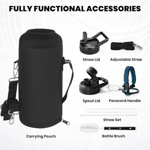 RAYMYLO Insulated Water Bottle 87 oz, Triple Wall Vacuum Stainless Steel - color: Cyan Blue, size: 87 Ounces