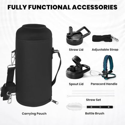 RAYMYLO Insulated Water Bottle 87 oz, Triple Wall Vacuum Stainless Steel - color: Cyan Blue, size: 87 Ounces