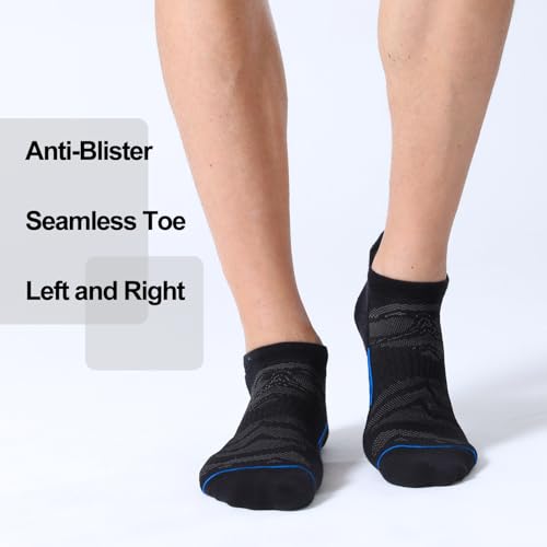FITRELL Men's 6 Pack Ankle Running Socks Low Cut Cushioned Athletic Sports Socks 7-9/9-12/12-15 - color: Black+blue, size: 7-9