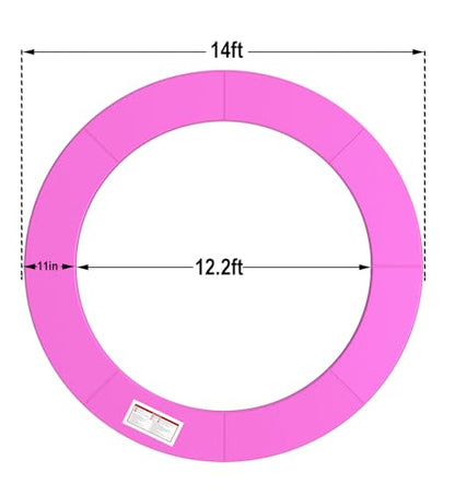 LANGXUN Universal Trampoline Repalcement Safety Pad, 8ft 10ft 12ft 14ft 15ft 16ft Waterproof Surround Spring Foam Cover for Round Frame - color: Pink, size: 14ft