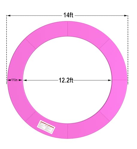 LANGXUN Universal Trampoline Repalcement Safety Pad, 8ft 10ft 12ft 14ft 15ft 16ft Waterproof Surround Spring Foam Cover for Round Frame - color: Pink, size: 14ft