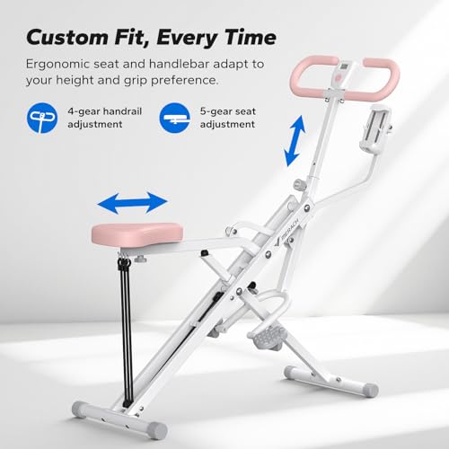 MERACH Upgraded Squat Machine for Women, Smart Row and Deep Squat Trainer with Tablet Stand, Adjustable Resistance & 350LB Weight Capacity, Foldable Home Exercise Equipment, Connect MERACH APP - style: R07 PRO - White