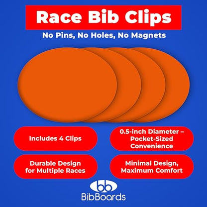 BibBoards bibSNAPS Race Bib Clips, Plain Orange, 4 Pack - color: Plain Orange