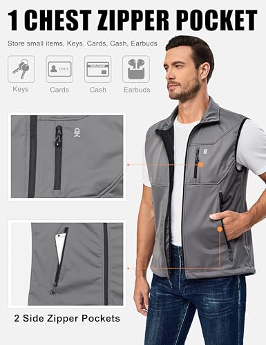 Little Donkey Andy Men's Lightweight Golf Vest Outerwear - color: Gray, size: Medium
