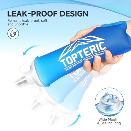 Collapsible Soft Flask Water Bottle, TPU Soft Folding Flexible Water Bottles for Hydration Pack/Running Vest, BPA/PVC Free, Ideal for Running Hiking Cycling Climbing (350ml) - style: 350ml