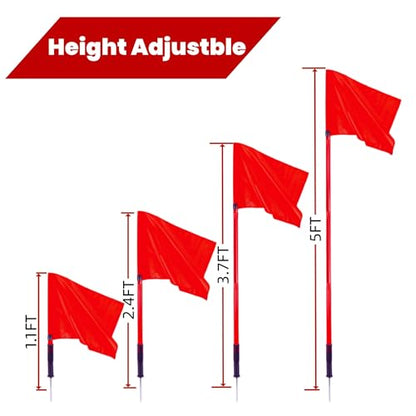 5FT Soccer Corner Flags for Soccer Field Set of 4, With Storage Bag (Red)