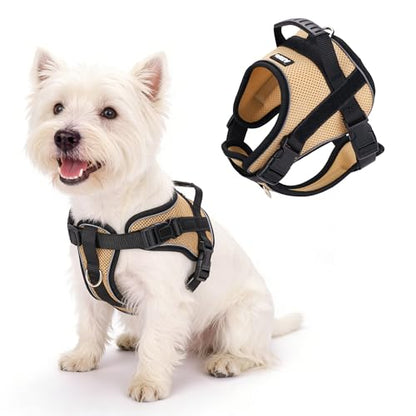 AIITLE No-Pull Dog Harness Reflective Mesh Vest Adjustable, Khaki M - color: Khaki, size: M