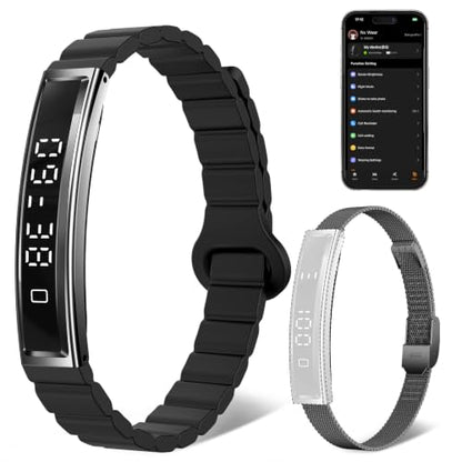 Smart Bracelet for Women Men Fitness Health Tracker with Heart Rate Sleep - color: Black