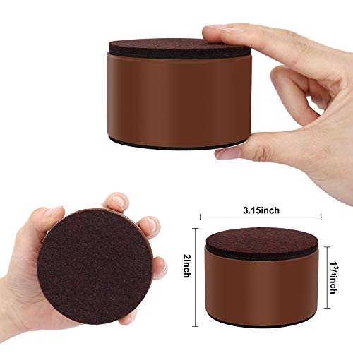 Ezprotekt 2" Bed and Furniture Risers Heavy Steel Sofa Table Dresser Risers - color: Brown, size: 3.15" x 2"