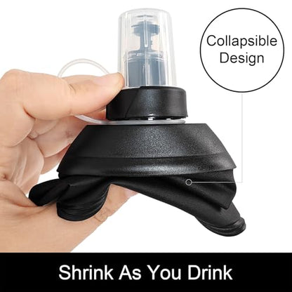 WILDREEDS 250ml Soft Flask, TPU Collapsible Soft Water Bottle for Hydration Pack, Running Vest, Folding Water Bottle for Hiking Cycling Climbing-2Pcs, Black - color: 2pcs, 250ml Black