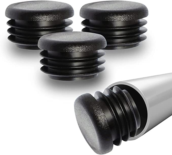 Prescott Plastics 1 1/2” (38.1mm) Outer Diameter Ribbed Plastic Hole Caps, Round Black Metal Tubing End Caps, Strong Furniture Leg Inserts, Impact & Weather Resistant, Made in the USA - 20 Pack - color: 20 Pack, size: 1.5"