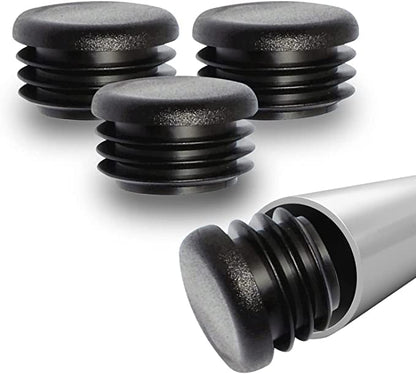 Prescott Plastics 1 1/2” (38.1mm) Outer Diameter Ribbed Plastic Hole Caps, Round Black Metal Tubing End Caps, Strong Furniture Leg Inserts, Impact & Weather Resistant, Made in the USA - 20 Pack - color: 20 Pack, size: 1.5"