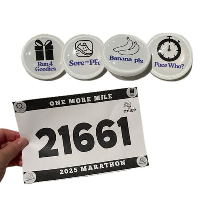 milee One More Mile Snap Race Bib Holders, 4-Pcs Reusable Bib Clips, No Safety Pins for Running, Cycling & Triathlon - style: Set 2