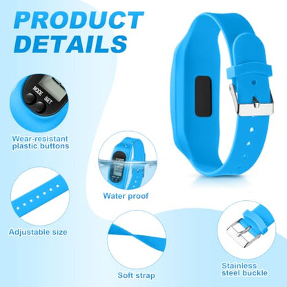 Kenning 3 Pcs Walking Running Pedometer Watch - color: Purple, Sky Blue, White