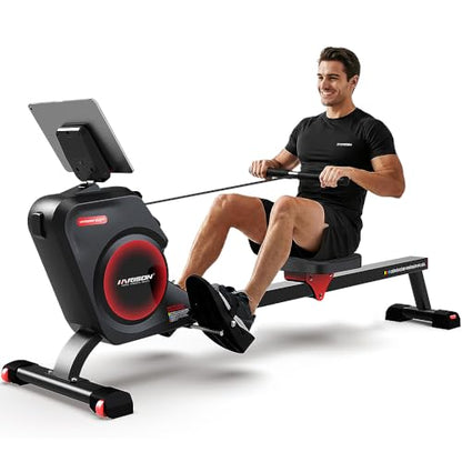 HARISON Magnetic Rowing Machine for Home Use, Quiet Indoor Rower & Home Fitness Exercise Equipment with Adjustable Resistance, App Compatible LCD Monitor