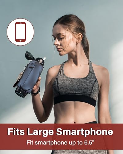 Gym Water with Phone Holder & Wallet, Water Bottle Caddy Versatile Sleeve Bag for Running Sports & Daily Use - color: Lightblue
