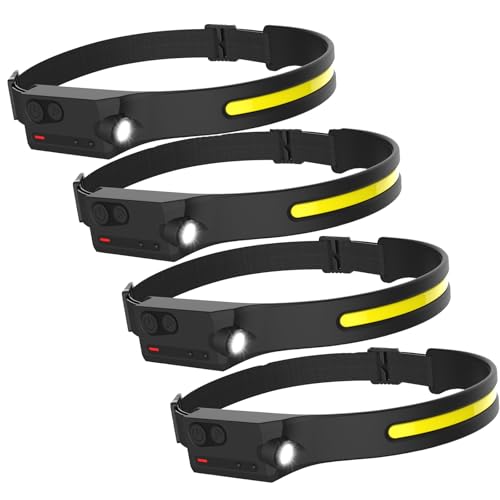 Pristar Rechargeable LED Headlamp with 230° Beam 5 Modes Head Lamp - size: 4 Pack Black