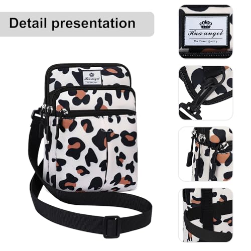 HUA ANGEL Multifunctional Fanny Pack for Men & Women Lightweight Waist Bag with 3 Zip Compartments, Cross body bag for Running Walking Sport Travel - color: Leopard print