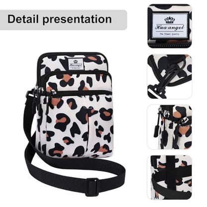 HUA ANGEL Multifunctional Fanny Pack for Men & Women Lightweight Waist Bag with 3 Zip Compartments, Cross body bag for Running Walking Sport Travel - color: Leopard print