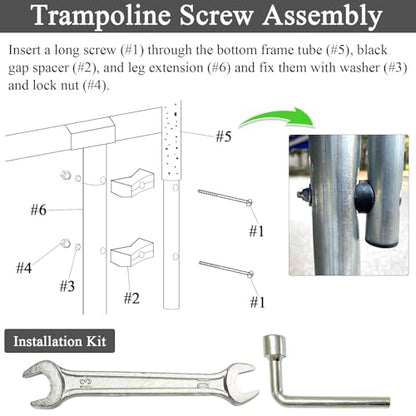 12 PCS Long Trampoline Screws 3.7 Inch, Anti-Loose Trampoline Bolts and Nuts, Trampoline Replacement Parts, with Screw Installation Tools (Screw Length: 3.7 Inch) - size: Screw Length: 3.7inch