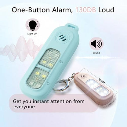 130DB Rechargeable Personal Alarm | One-Button Alarm | 4 Flash Light Modes | Equipped with a Back Clip | Free Keychain Included | Ideal for Women, Kids and the Elderl（White） - color: White