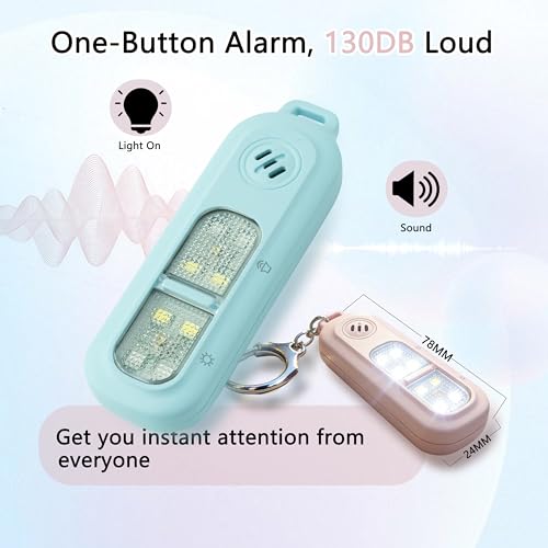 130DB Rechargeable Personal Alarm | One-Button Alarm | 4 Flash Light Modes | Equipped with a Back Clip | Free Keychain Included | Ideal for Women, Kids and the Elderl（Blue - color: Blue