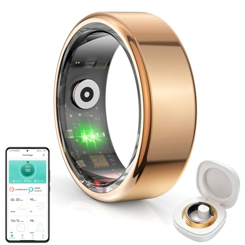 Smart Ring Fitness Tracker, Sleep & Health Monitoring Ring with Heart Rate Blood Oxygen, IP68 Waterproof Activity Tracker for Men Women Android iOS - No Subscription