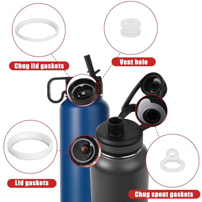 PEUTIER 26pcs Water Bottle Lid Replacement for Thermoflask 24/32/40/64oz, Water Bottle Gasket Replacement Silicone Sealing Ring Water Cup Seal Ring for Water Bottle Straw Lid Chug Lid & Chug Spout