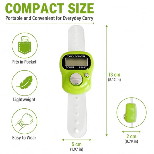 5 Digit LED Digital Row Counter, Handheld Tally Counter with Ring Electronic Click Counter for Golf and Lap Counting - color: Green