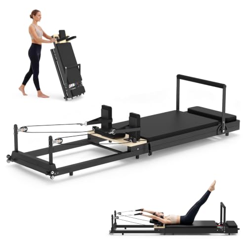 Pilates Reformer Foldable Reformer Machine for Home Apartment Use | Compact Silent Space-Saving Pilates Reformer Machine for Core Strength&Full Body Workout 400LBS Weight Capacity