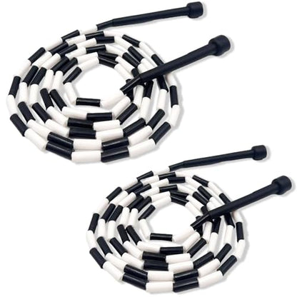 Tangle Free Beaded Jump Rope with Unbreakable Handles Enjoy Smooth Spins Adjustable Length and Your New Favorite Workout - color: Black and White (set of 2)
