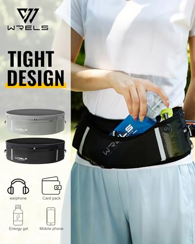 WRELS Hydration Running Belt with TPU Soft Flask 250ml,Breathable Running Belts for Women Men Workout Exercise Fitness Waist Bag Phone Holder For Runner Marathon Jogging - color: Black-L