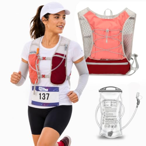 Running Vest with 2L Hydration Bladder Lightweight Pack - color: Pink