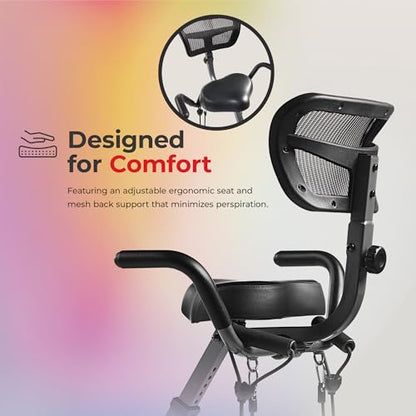 Sunny Health & Fitness Smart Foldable Magnetic X-Bike, Low-Impact Workouts - color: Dark Grey