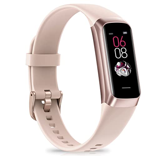 Fitness Tracker with 24/7 Heart Rate Blood Pressure Blood Oxygen Sleep Monitor, 1.1" AMOLED Touch Screen Activity Trackers, Waterproof Step Counter Health Pedometer for Women - color: pink
