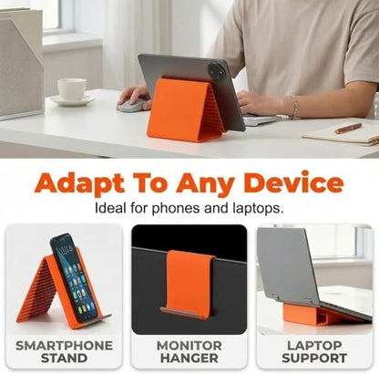2PCS Portable Foldable Silicone Aluminum Phone Holder, 2026 New Flexible Silicone Phone Stand, Airplane Phone Holder for Tablet Laptop Desk Travel Non-Slip Bed Office Treadmill