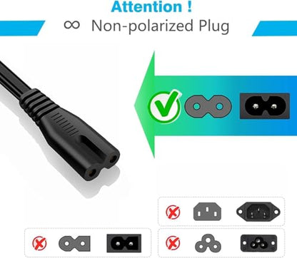 10FT Long 2 Prong AC Elliptical Power Cord for YOSUDA, GUGTTR, WESTIONC, ANCHEER Under Desk Elliptical Machines Power Cord Cable - size: 10FT, style: Straight power cord