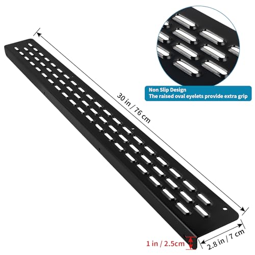 4 Pack Non Slip Aluminum Stair Treads with Edge Protector, 30" x 2.8" Waterproof Traction Strips with Screws for Outdoor Deck Steps, Wood Ramp, Walkway or Indoor Stairs (Black)