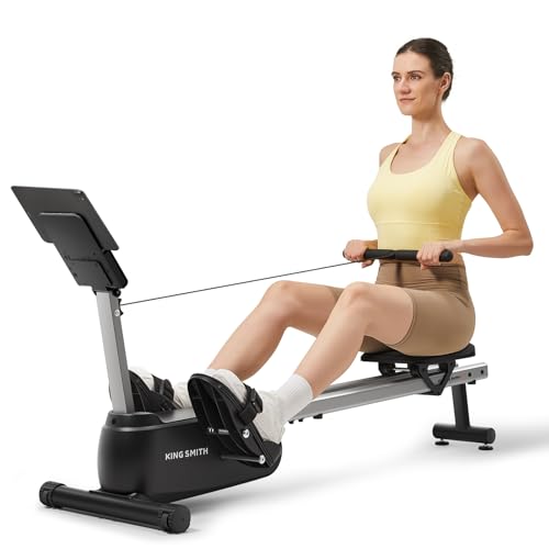 KINGSMITH Rowing Machines for Home Foldable, Compact Row Machine, 400LB & 350LB Weight Capacity, Folding Rower Machine with Adjustable Resistance, Data Monitor, App Supported - color: Black