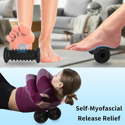 5-in-1 Foot Massager Roller Set for Plantar Fasciitis & Heel Pain Relief - color: 5-piece Set Black