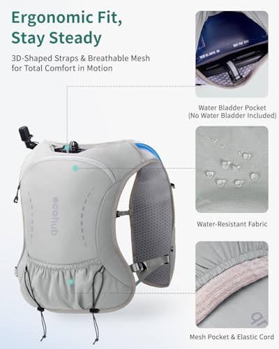 ECOHUB Running Hydration Vest Backpack with 2*500ML Soft Flask