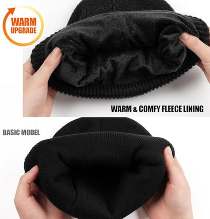 MELASA Winter Fleece Lined Beanie with The Light, Warm Gifts for Men Dad - color: Gray Tie Dye